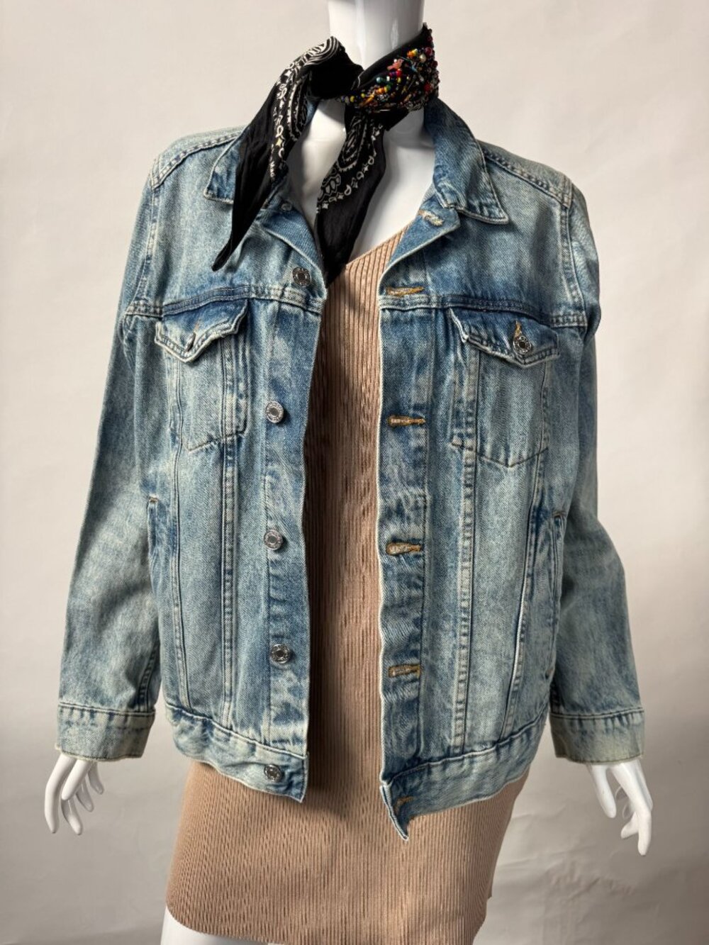 Texas Longhorns Womens Denim Jacket By &Denim Size 12 Light Wash 100% Cotton But
